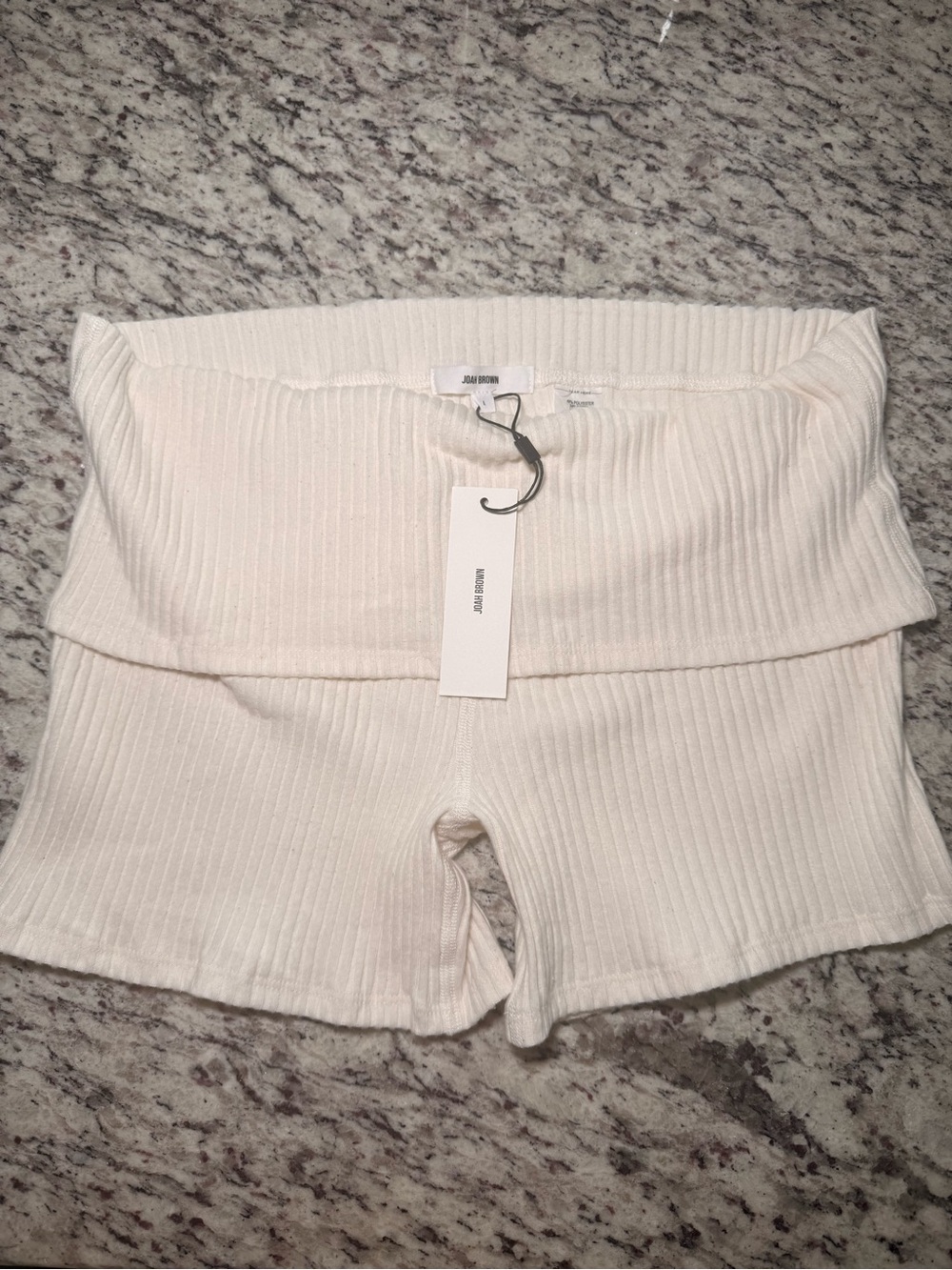 ♡ Joah Brown NWT Foldover Shorts in Natural Luxe Knit - Picture 6 of 10